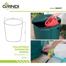 Zbiornik na deszczówkę, wodę z rynny - 250L - składany Grindi - 2