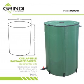 Zbiornik na deszczówkę, wodę z rynny - 500L - składany Grindi - 9
