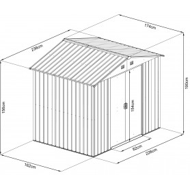 Domek ogrodowy metalowy, szary - Fiori III - 174x236x190 Grindi - 10