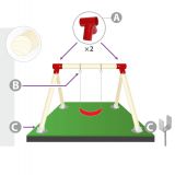 Zestaw montażowy huśtawki do belki okrągłej 100mm czerwony Grindi - 1