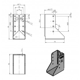 Ozdobny wieszak belki zagięty - czarny - WBZ 49 DMX - 2