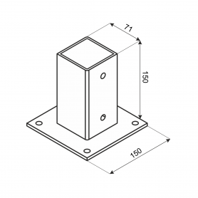 Ozdobna podstawa słupa - prostokątna czarna - PSP GRUNDLINE - 2