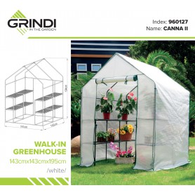 Szklarnia ogrodowa biała domek - 143x143x195 - Canna II Grindi - 6
