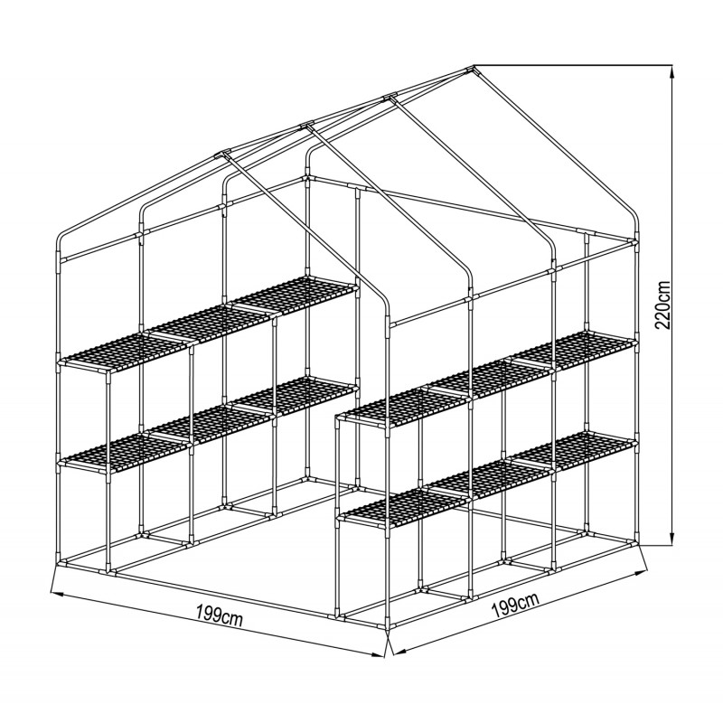 Szklarnia ogrodowa domek - 200x200x220 - Canna III - zielona Grindi - 14