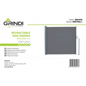 Osłona tarasowa 160x300 - Mistral, ciemno szara Grindi - 11