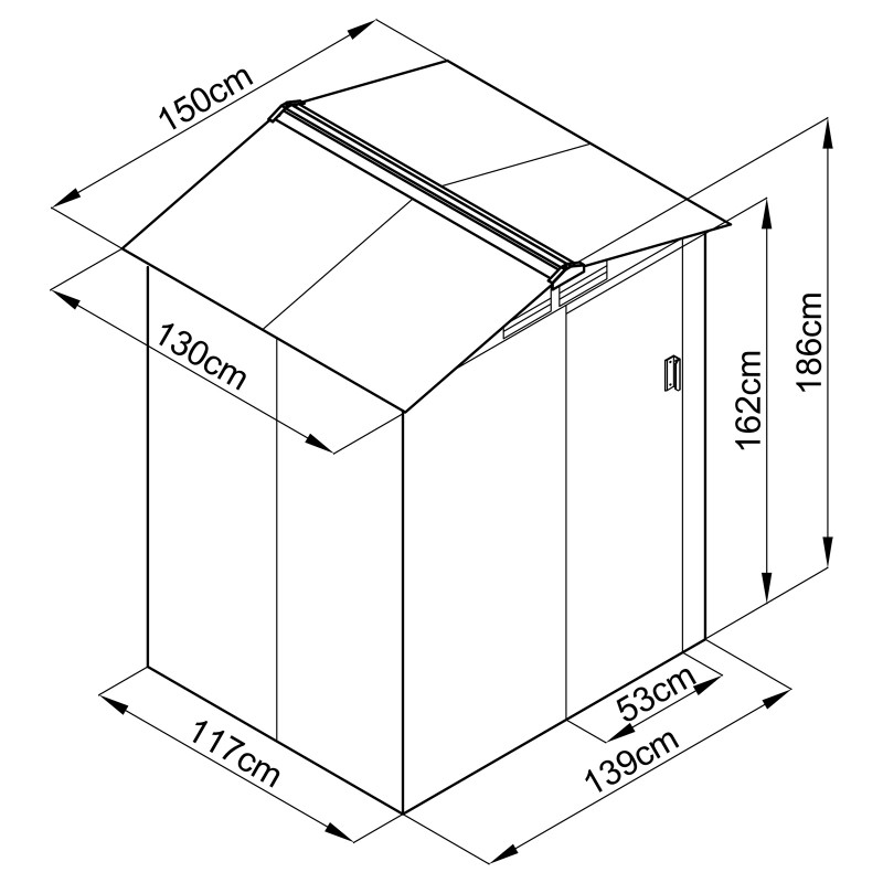 Domek ogrodowy metalowy 150x130x186 - Tilia, szary Grindi - 4