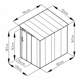 Domek ogrodowy metalowy 150x194x187 - Salix, szary Grindi - 3