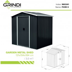 Domek ogrodowy metalowy, szary - Fiori II - 131x194x184 Grindi - 11