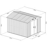 Domek ogrodowy metalowy, szary - Fiori IV - 303x236x190 Grindi - 10