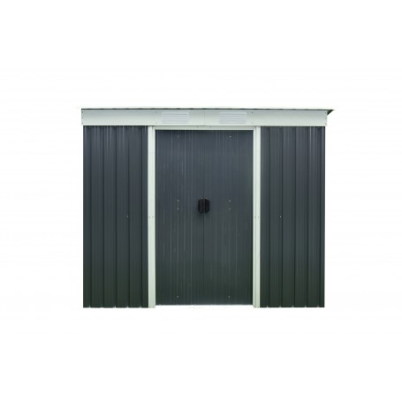 Domek ogrodowy metalowy, szary - Alnus - 110x217x184 Grindi - 1