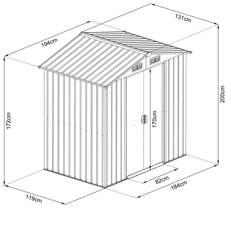 Domek ogrodowy metalowy, szary - Sorbus I - 131x194x200 Grindi - 3