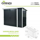 Domek ogrodowy metalowy, szary - Cornus - 112x243x176 Grindi - 10