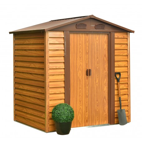 Domek ogrodowy metalowy, imitacja drewna - Arbor I - 152x193x203 Grindi - 1