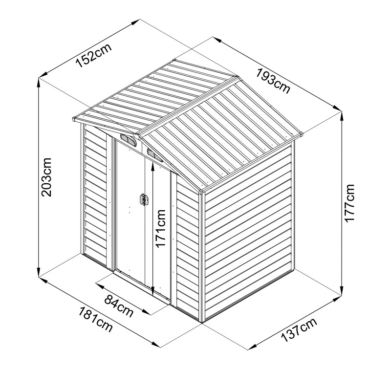 Domek ogrodowy metalowy, imitacja drewna - Arbor I - 152x193x203 Grindi - 9