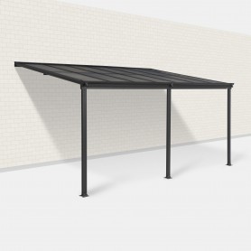 Pergola tarasowa przyścienna aluminiowa, szara - Nea II 4,3x3m Grindi - 10