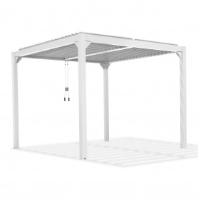 Pergola tarasowa, biała aluminiowa z otwieranym dachem - Kea I 3x3m