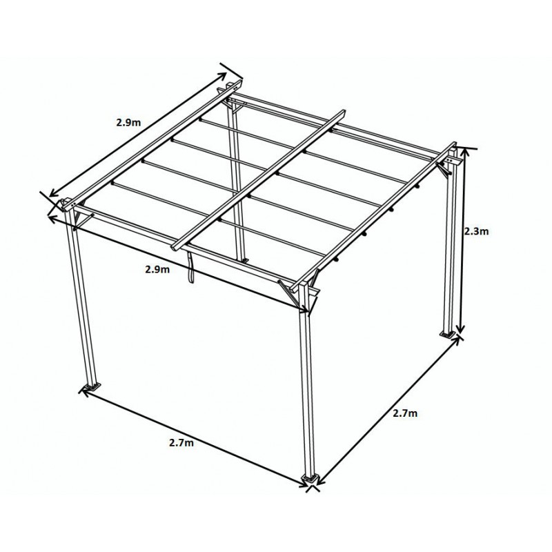 Pergola tarasowa szara z szarym poszyciem - Irda I 2,9x2,9m Grindi - 7