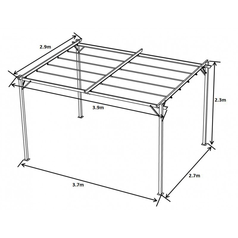 Pergola tarasowa szara z szarym poszyciem - Irda II 2,9x3,9m Grindi - 5