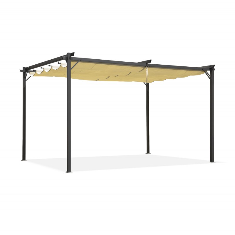 Pergola tarasowa szara z beżowym poszyciem - Irda II 2,9x3,9m Grindi - 1