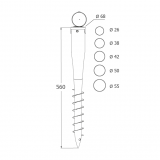 Podstawa słupa - wkręcana - PWS 68x560x1,8 GRUNDLINE - 2