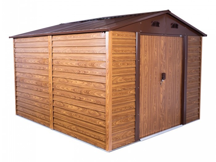 Domek ogrodowy metalowy 3,2 x 2,8 m imitacja drewna Arbor IV