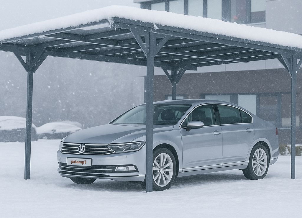 wiata garażowa zimą